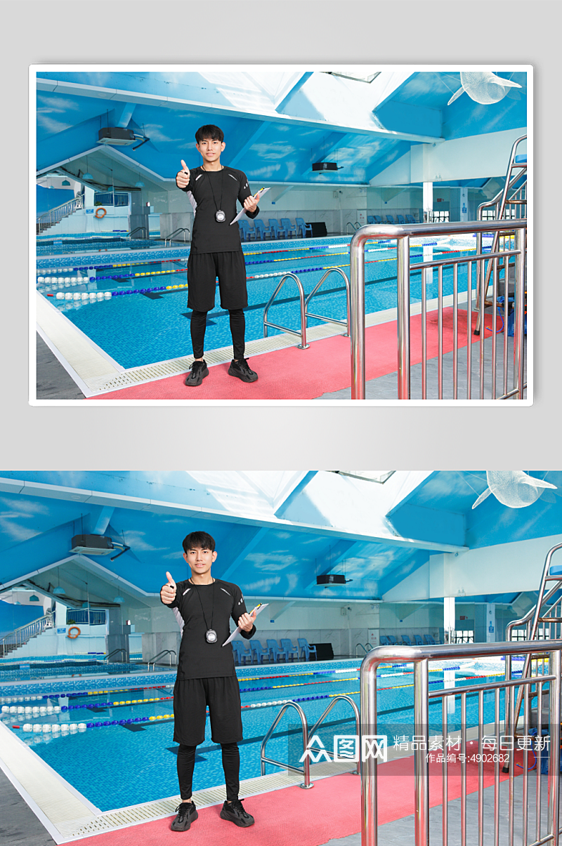 夏日男生游泳男教练人物摄影图片素材