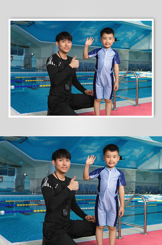 儿童游泳培训男教练人物摄影图片-众图网