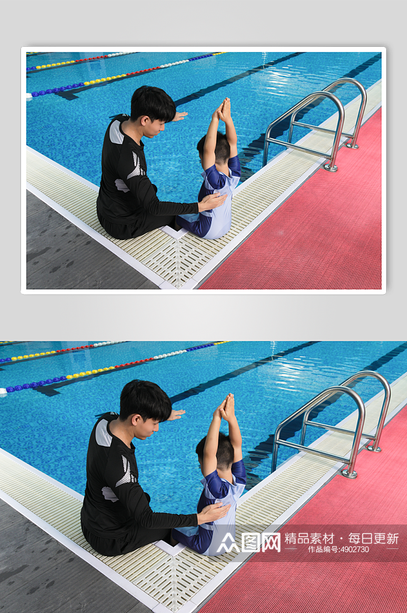 儿童游泳培训男教练人物摄影图片素材