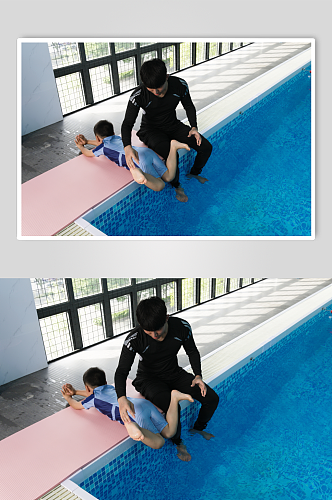 儿童游泳培训男教练人物摄影图片
