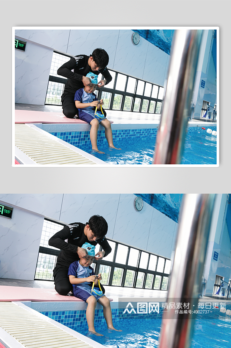 儿童游泳培训男教练人物摄影图片素材