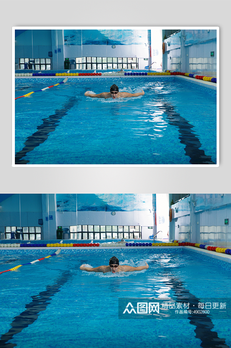 夏日男生泳池游泳男教练人物摄影图片素材