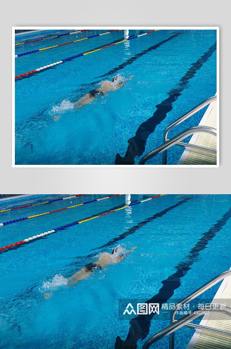 高清男生泳池游泳游泳男教练摄影图片素材
