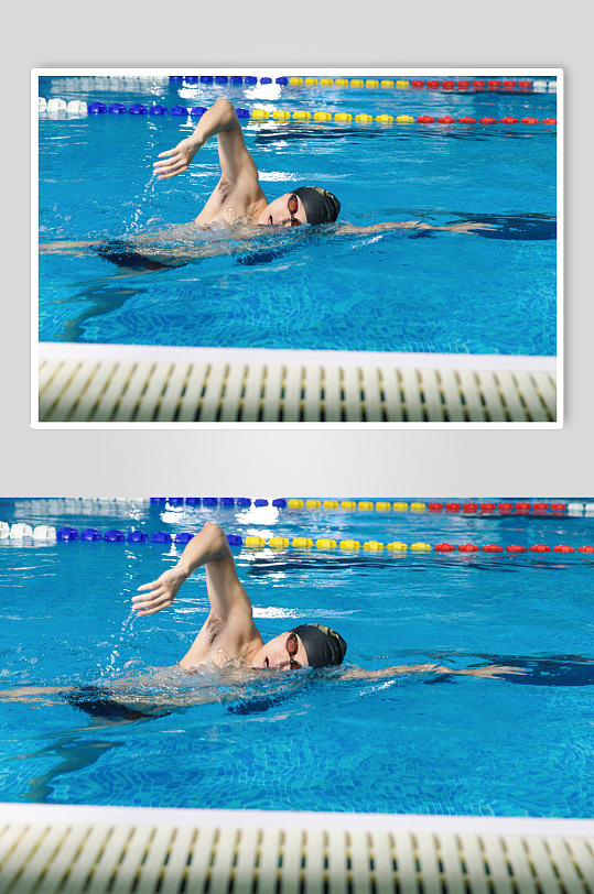 高清男生泳池游泳男教练人物摄影图片