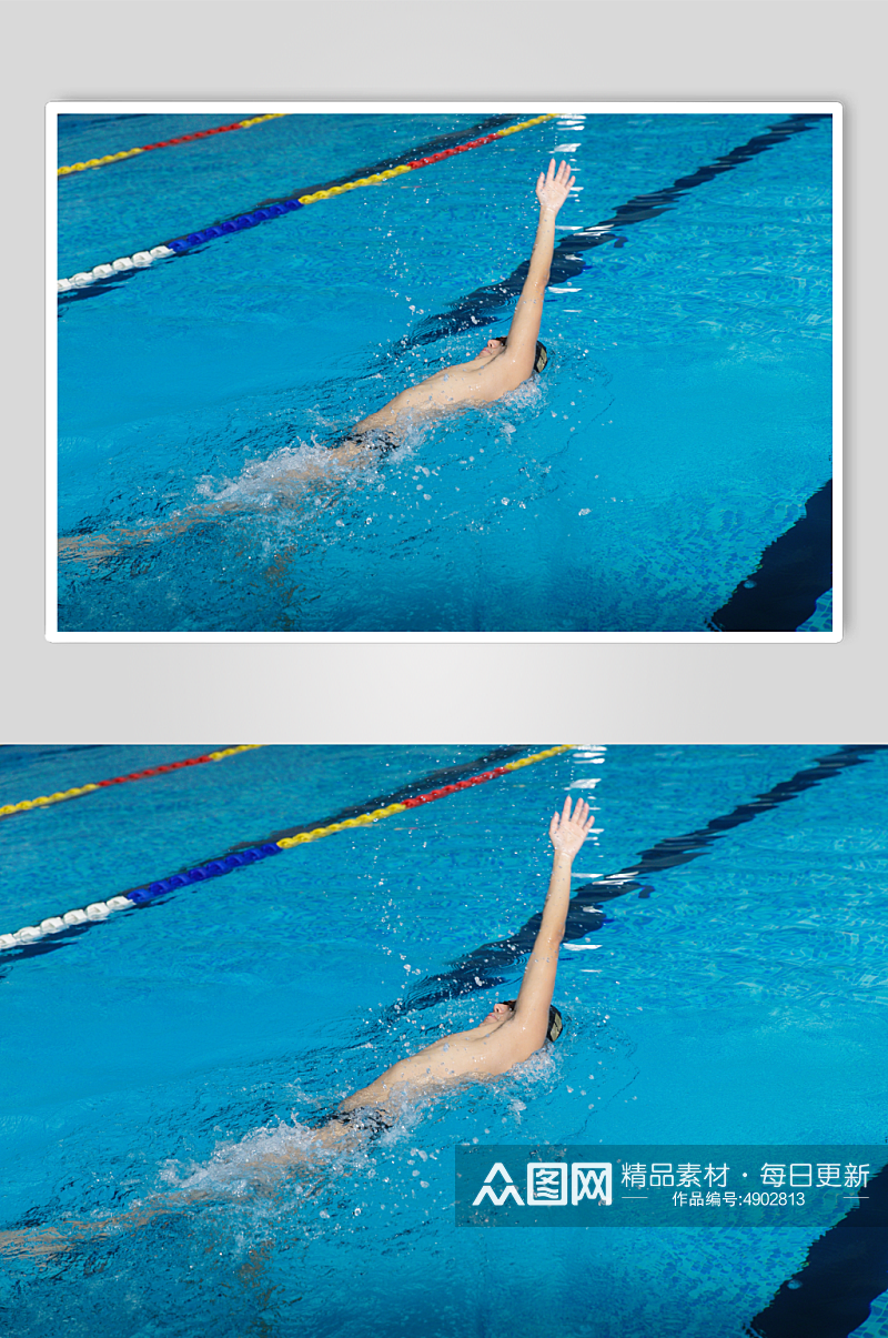 高清男生泳池游泳男教练人物摄影图片素材