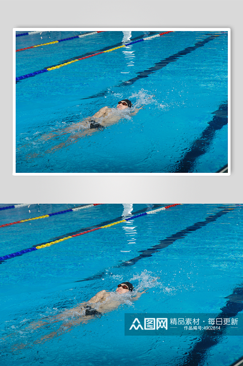 高清男生泳池游泳男教练人物摄影图片素材