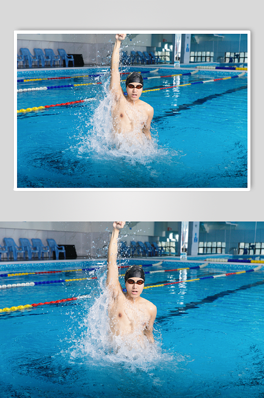 夏日男生泳池游泳男教练人物摄影图片