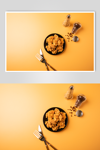 酥脆油炸鸡米花油炸美食摄影图片
