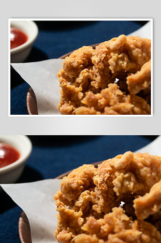 酥脆油炸鸡米花油炸美食摄影图片