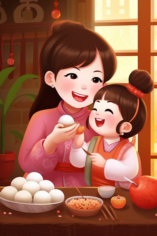 AI数字艺术元宵节人物插画-众图网