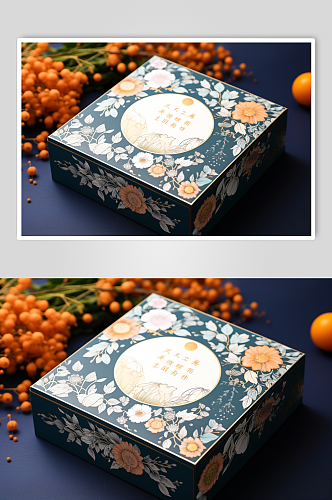 AI数字艺术中秋节月饼包装盒设计模型