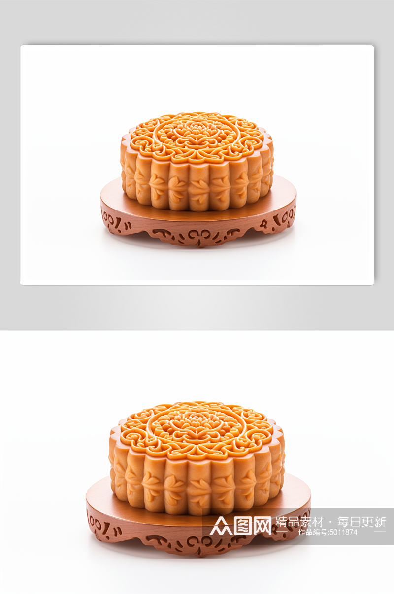 AI数字中秋节月饼中式甜品模型素材
