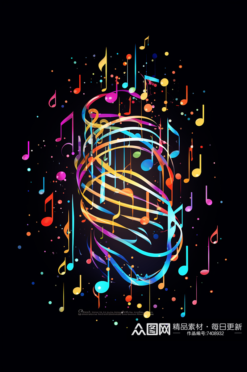 AI数字艺术音乐乐符乐谱元素插画素材