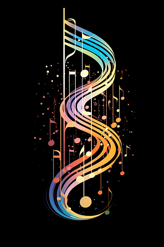 AI数字艺术音乐乐符乐谱元素插画