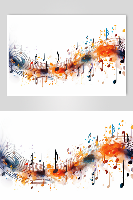 AI数字艺术音乐乐符乐谱元素插画