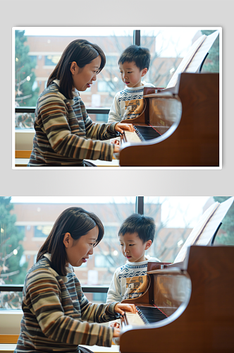 AI数字艺术钢琴乐器培训肖像人物摄影图