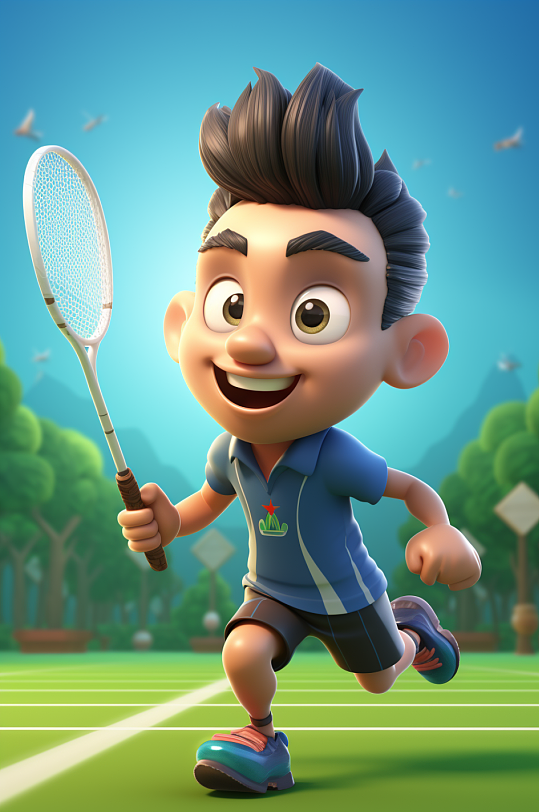 AI数字艺术羽毛球运动体育3D模型图-众图网