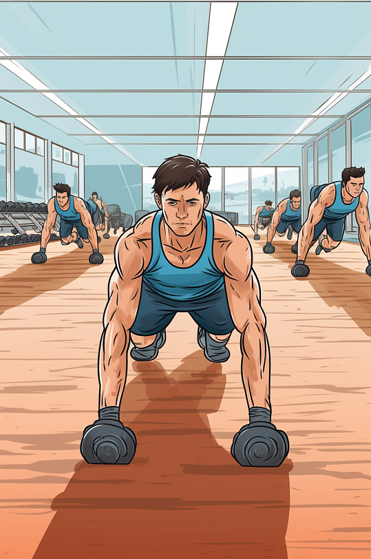 AI数字艺术扁平化彩色健身运动人物插画