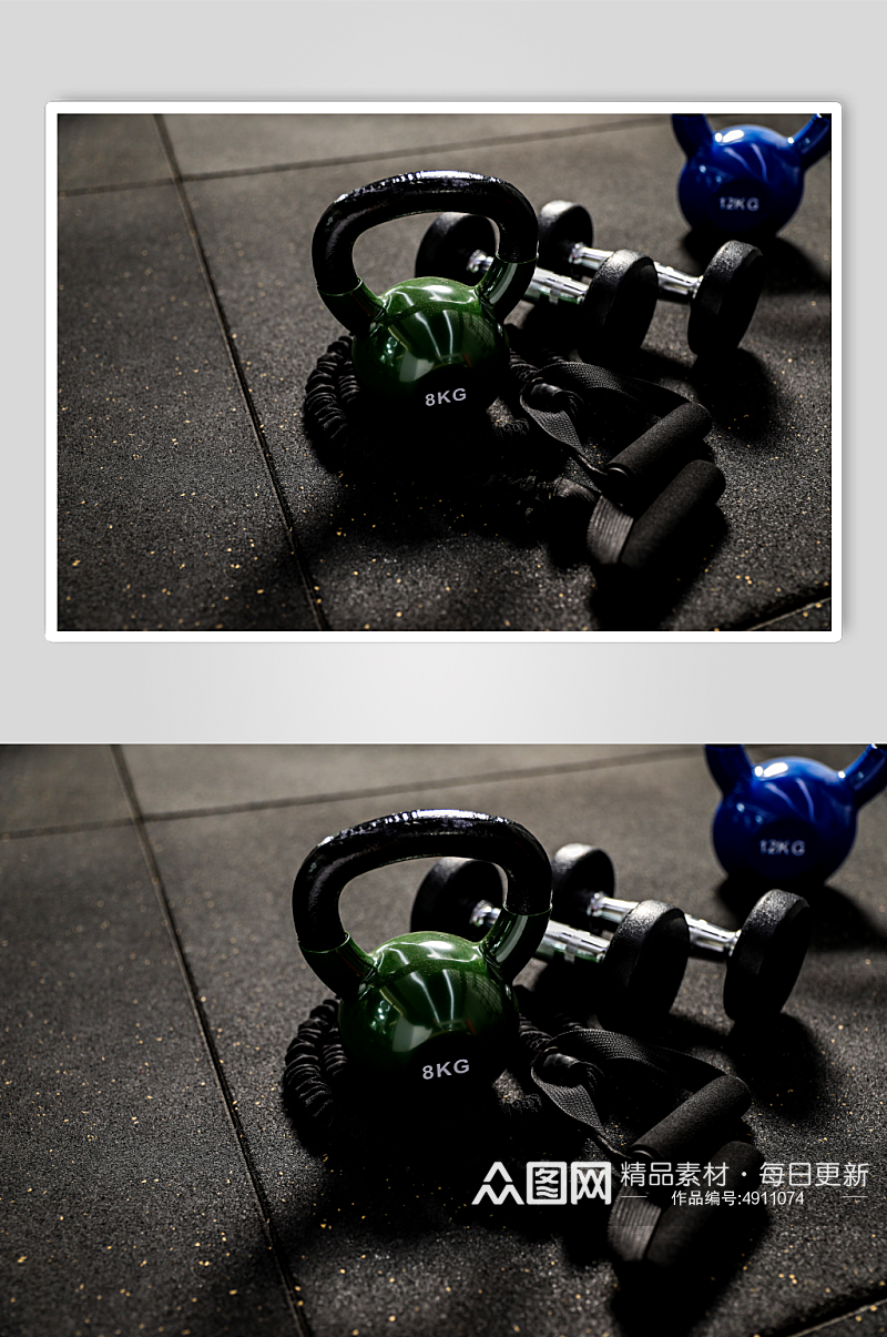 壶铃举重健身房锻炼器械摄影图片素材