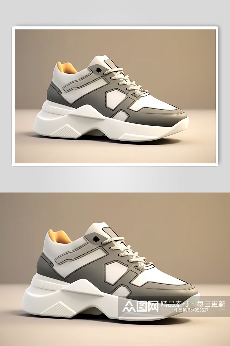 AI数字艺术灰色跑步运动鞋摄影图片素材