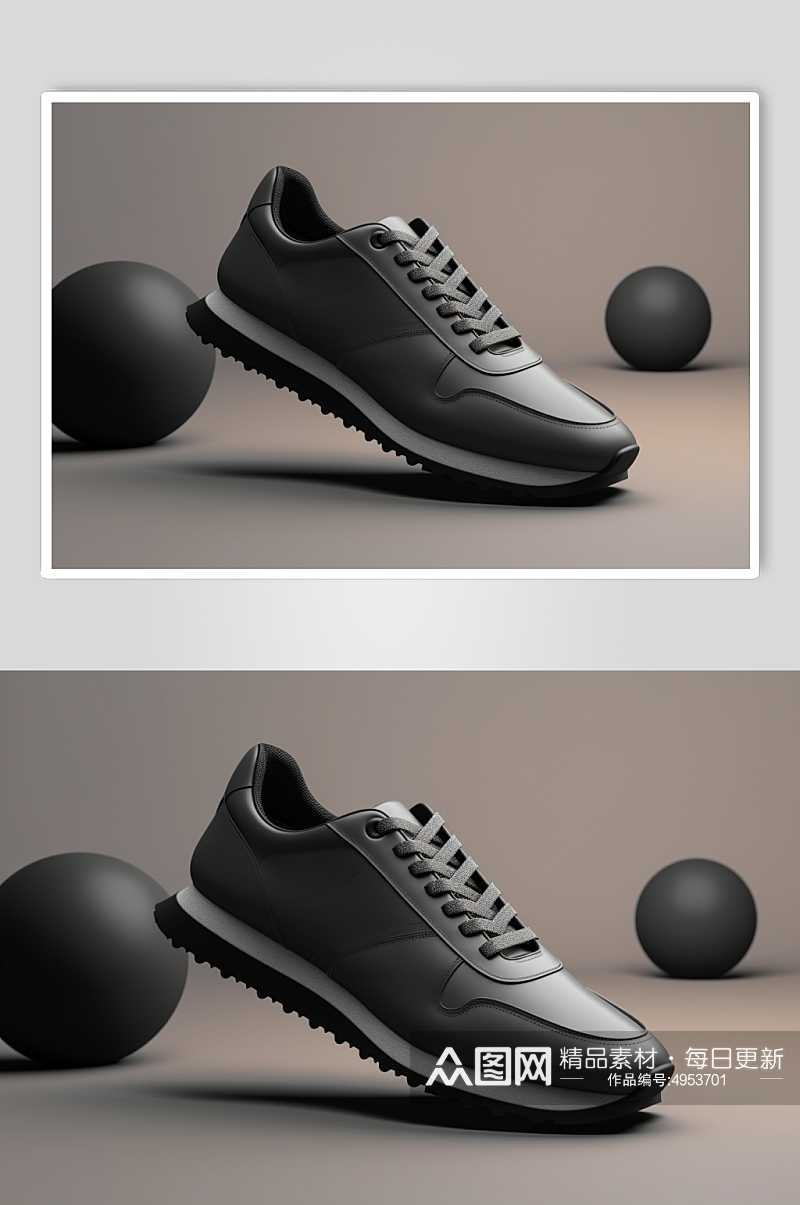 AI数字艺术黑色跑步运动鞋摄影图片素材