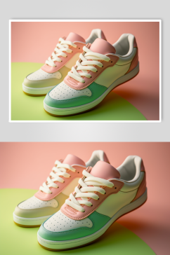 AI数字艺术拼色跑步运动鞋摄影图片