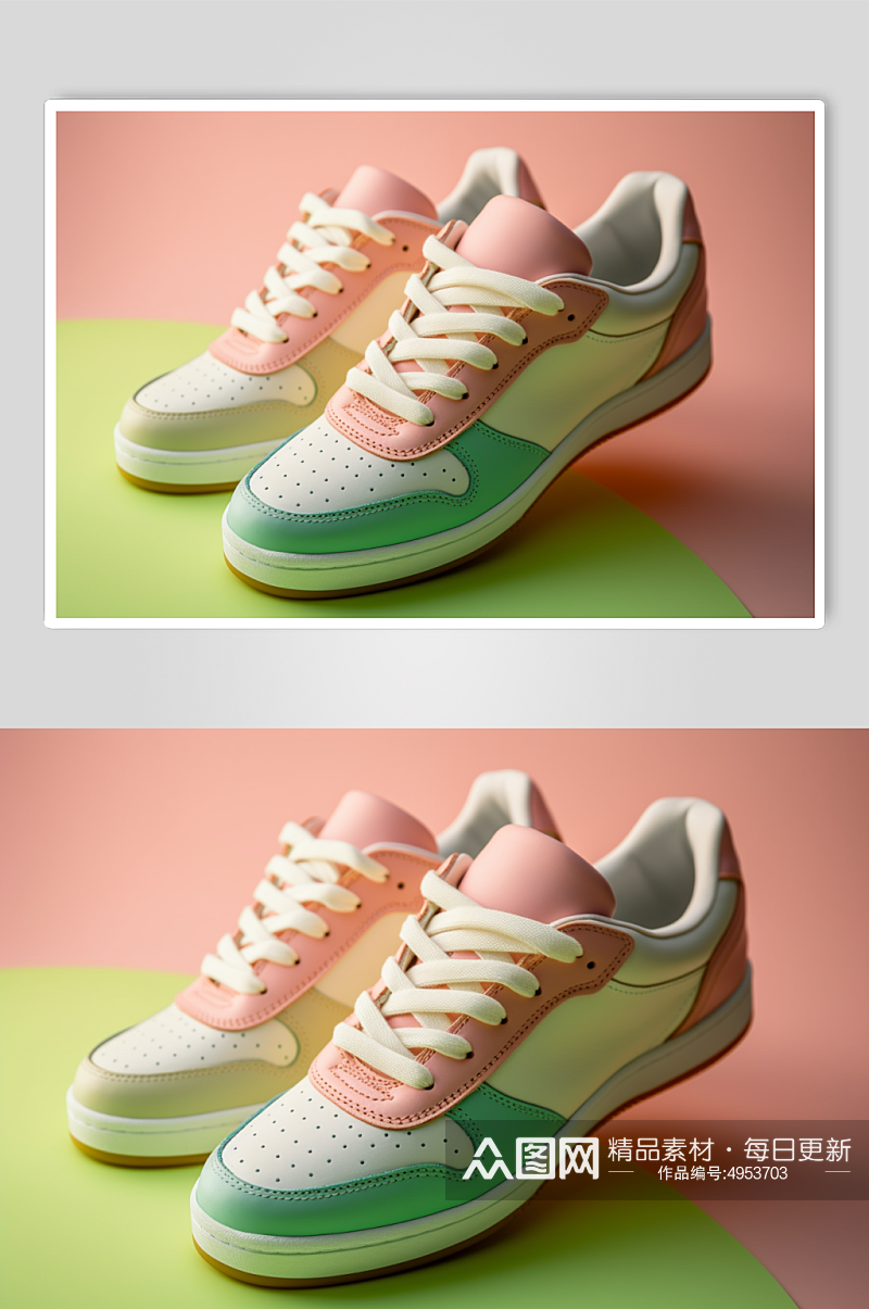 AI数字艺术拼色跑步运动鞋摄影图片素材
