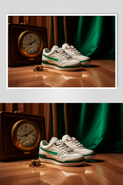 AI数字艺术绿色跑步运动鞋摄影图片