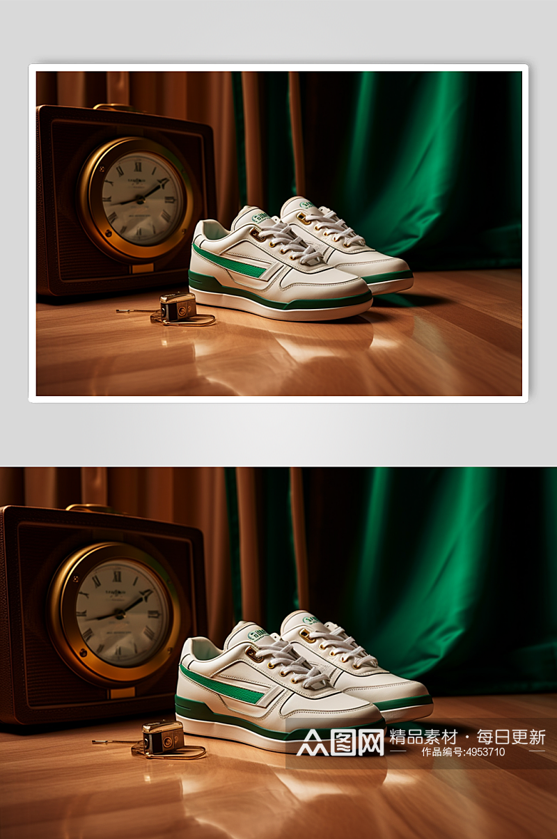 AI数字艺术绿色跑步运动鞋摄影图片素材