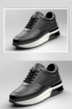 AI数字艺术黑色跑步运动鞋摄影图片