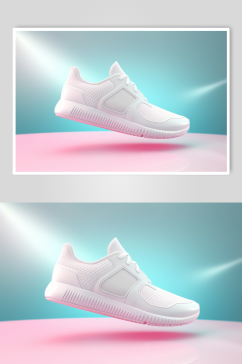 AI数字艺术白色跑步运动鞋摄影图片
