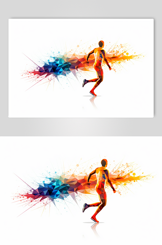 AI数字艺术水彩渐变运动员锻炼素材插画