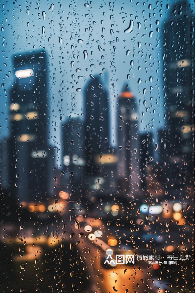 AI数字艺术创意街景雨水摄影图片素材