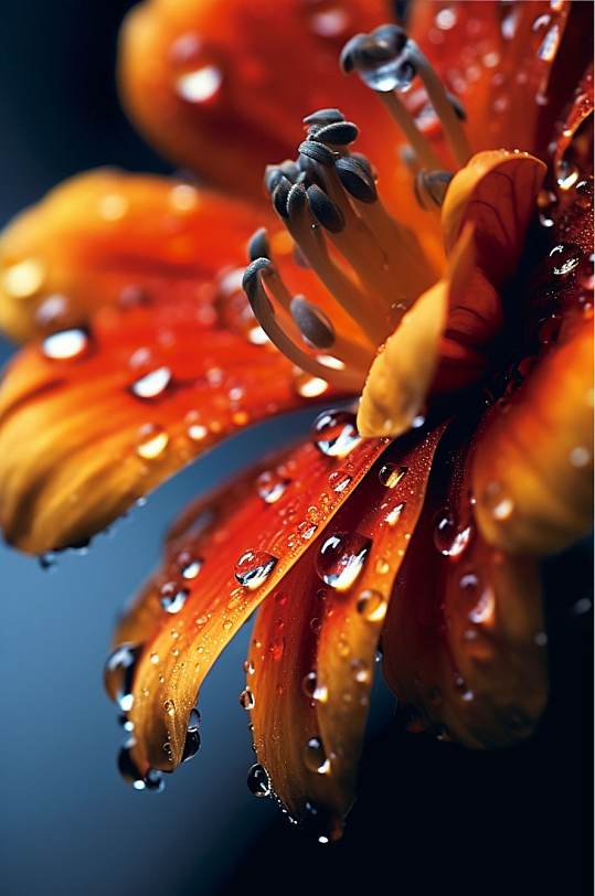 AI数字艺术高清花朵雨水摄影图片