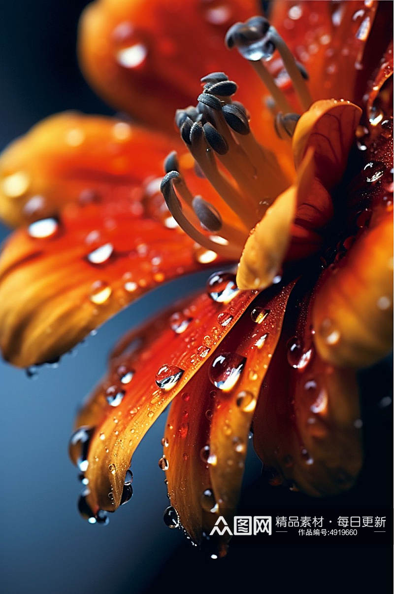 AI数字艺术高清花朵雨水摄影图片素材