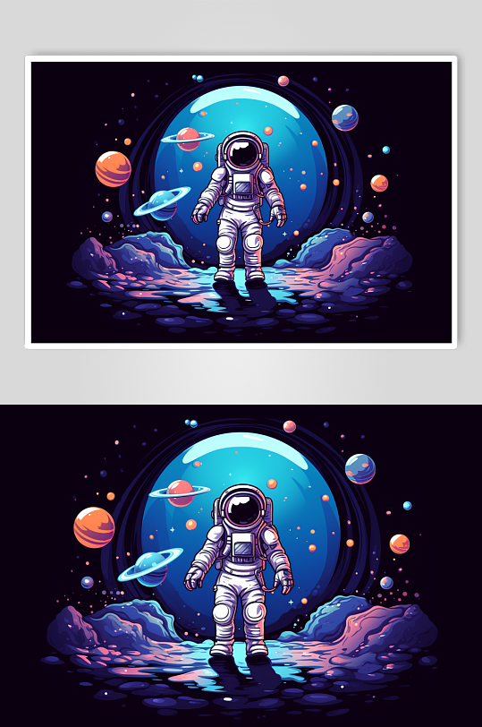 AI数字艺术太空宇宙宇航员插画-众图网