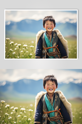 AI数字艺术藏族少数民族儿童人物摄影图