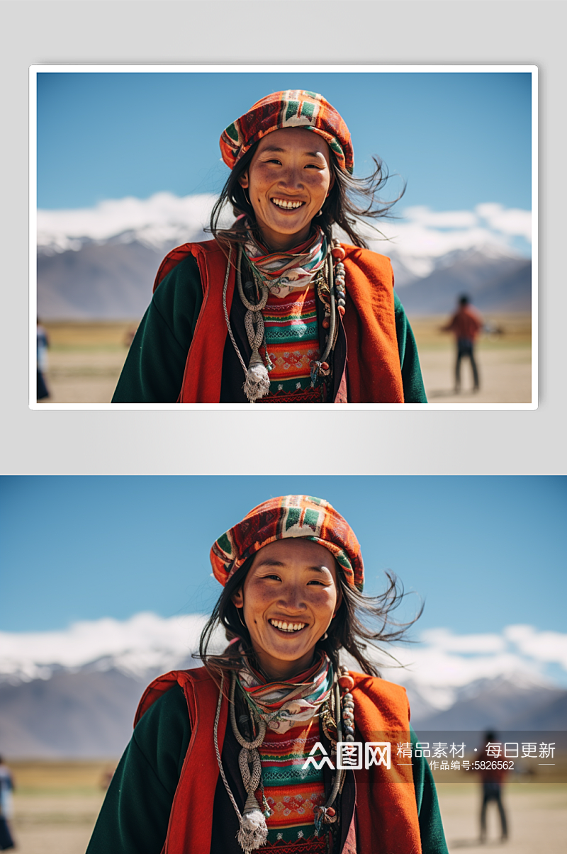 AI数字艺术藏族少数民族人物摄影图素材