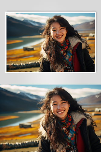 AI数字艺术藏族少数民族人物摄影图