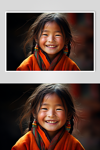 AI数字艺术藏族少数民族儿童人物摄影图