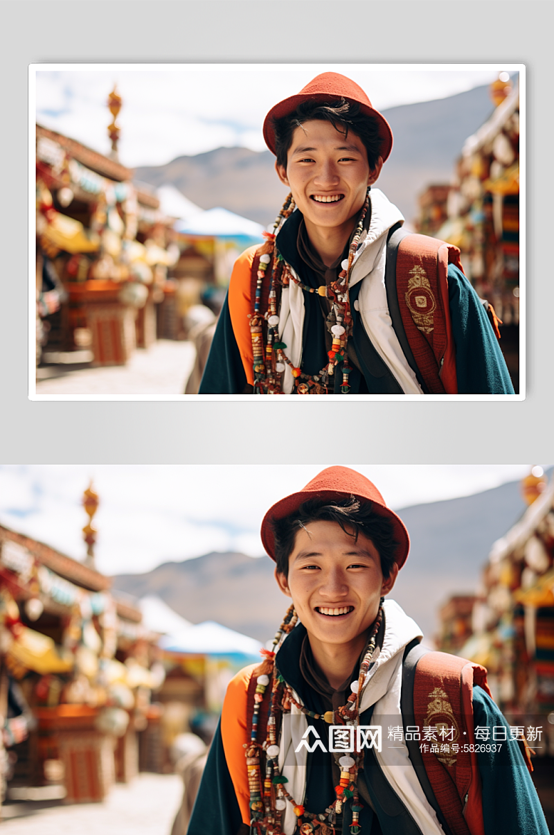 AI数字艺术藏族少数民族人物摄影图素材