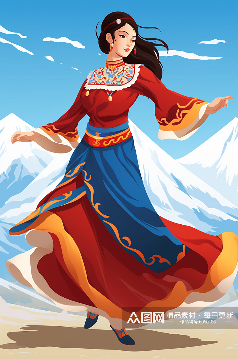 AI数字艺术藏族少数民族人物插画素材