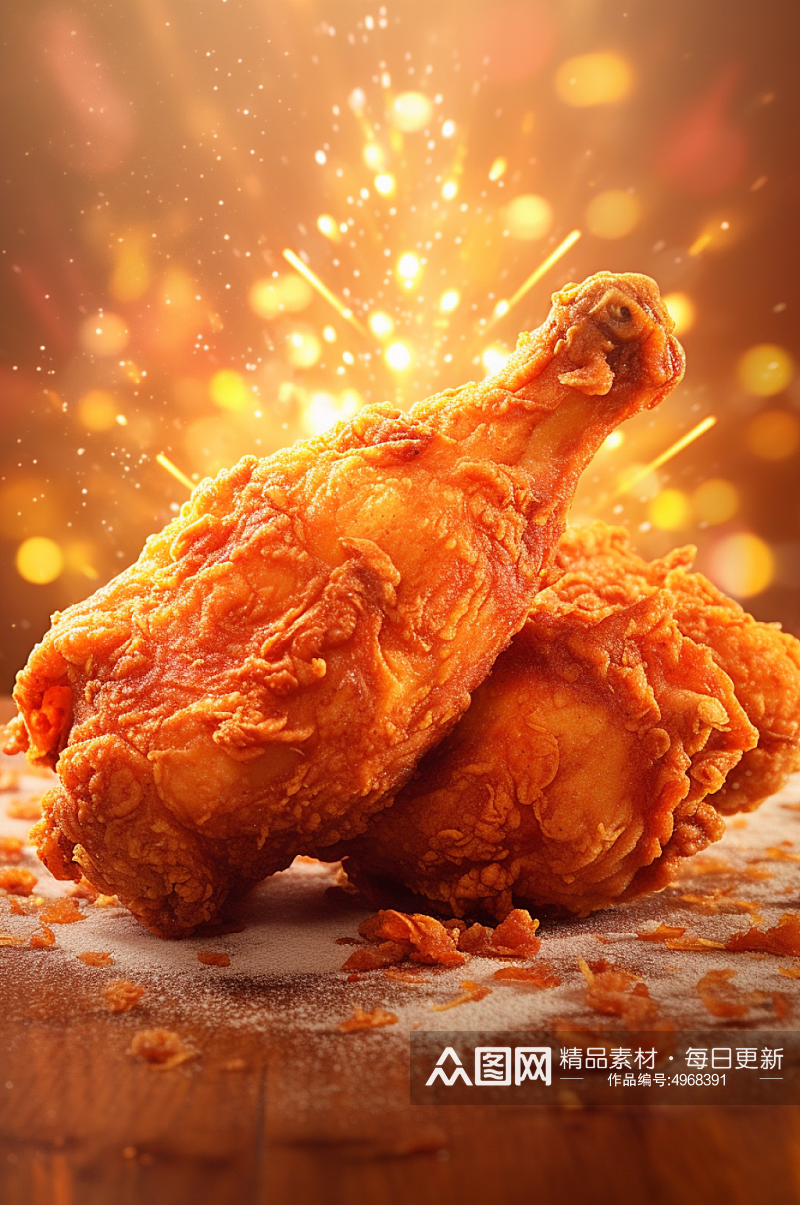 AI数字艺术香脆炸鸡食物美食摄影图片素材