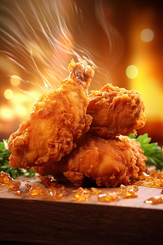 AI数字艺术香脆炸鸡食物美食摄影图片