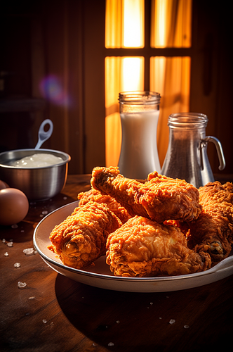 AI数字艺术香辣炸鸡食物美食摄影图片