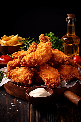 AI数字艺术高清炸鸡食物美食摄影图片