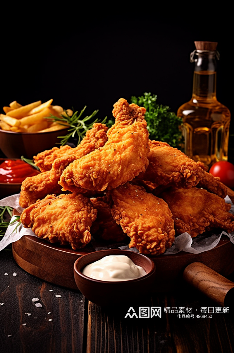AI数字艺术高清炸鸡食物美食摄影图片素材