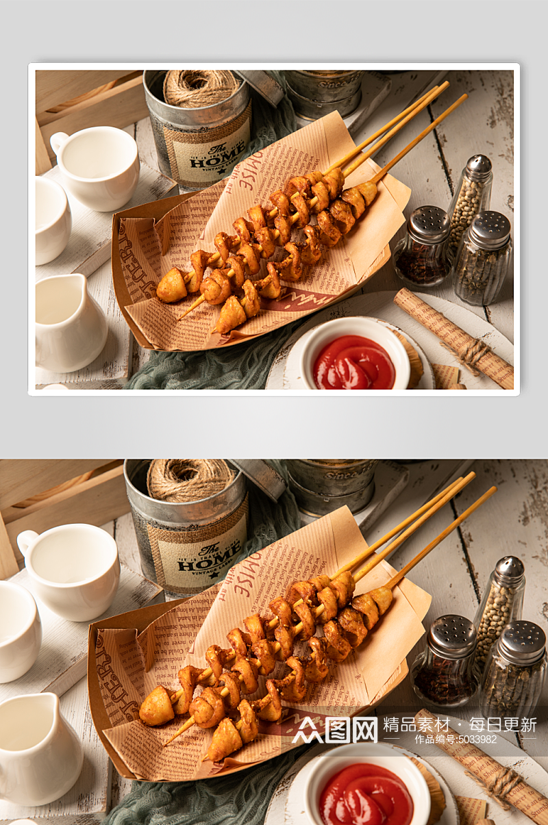 烤面筋烤串特色烧烤美食摄影图片素材