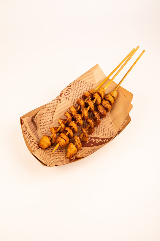 烤面筋烤串特色烧烤美食摄影图片