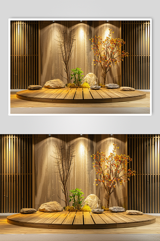 AI数字艺术中式禅意电商展台背景图-众图网